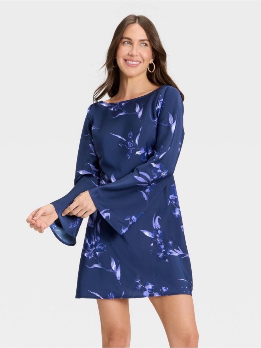 NWT Women’s A New Day Twist Back Floral Mini Dress Blue/Purple Sz M Cocktail
